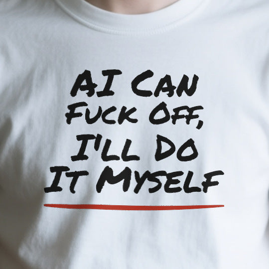 Close-up of the OD31141A64FF print on a white unisex t-shirt