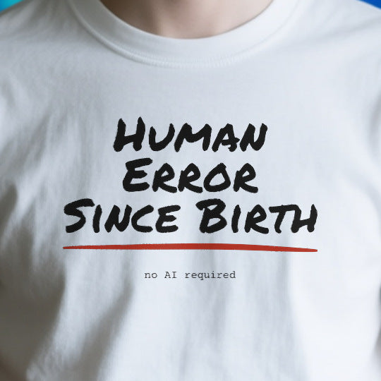 Close-up of the ODBC6E2A1DF5 print on a white unisex t-shirt