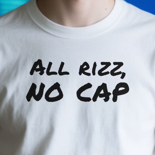 Close-up of the OD7634B861CC print on a white unisex t-shirt