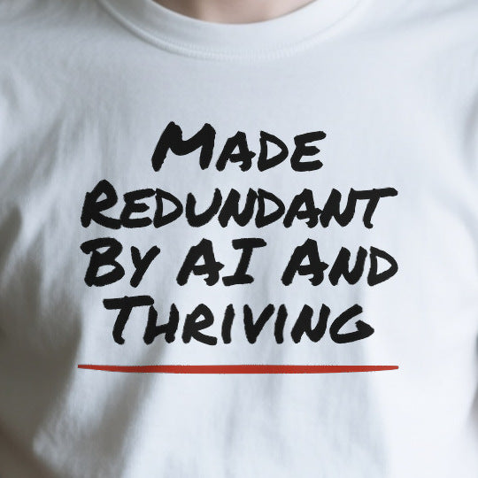 Close-up of the ODB5C2208723 print on a white unisex t-shirt
