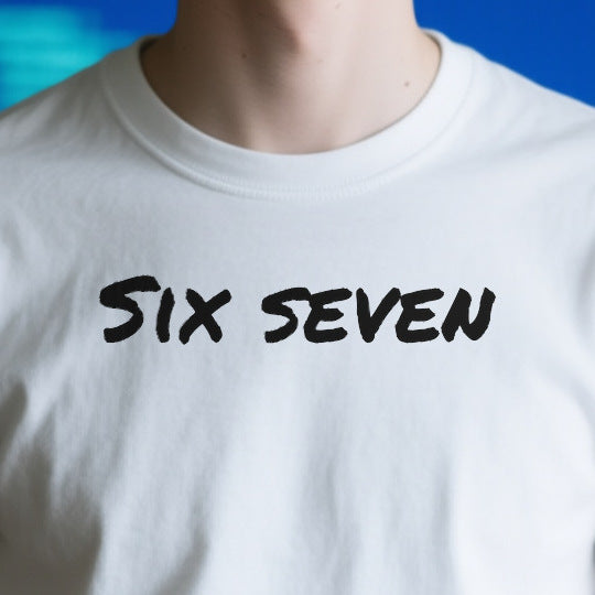 Close-up of the OD4008D88C82 print on a white unisex t-shirt