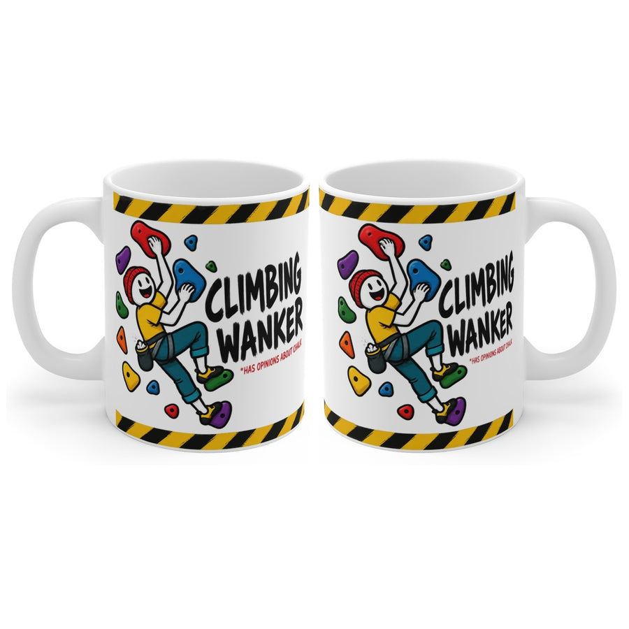 Climbing Wanker mug, handle right