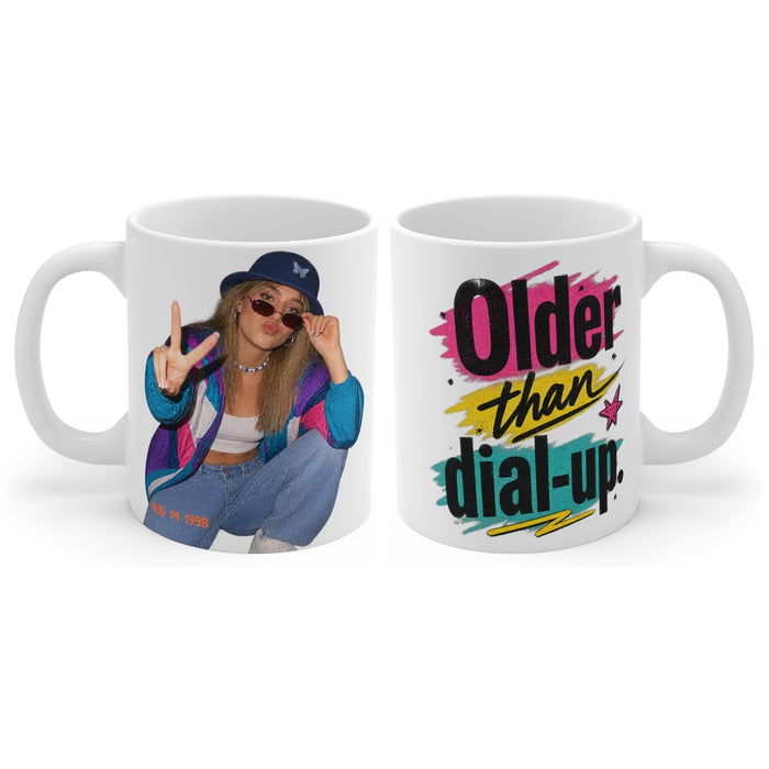 Older than dial-up. mug, handle right