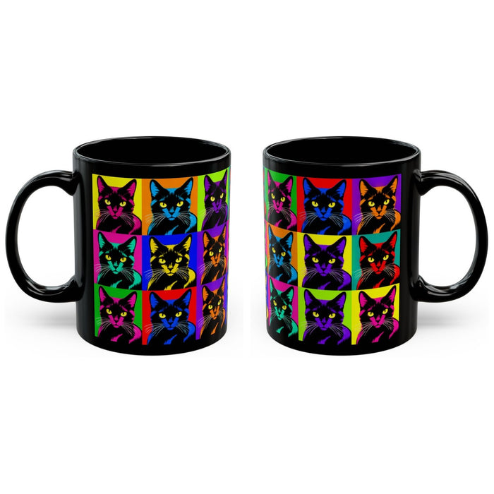 Black Cat Pop Art mug, handle right