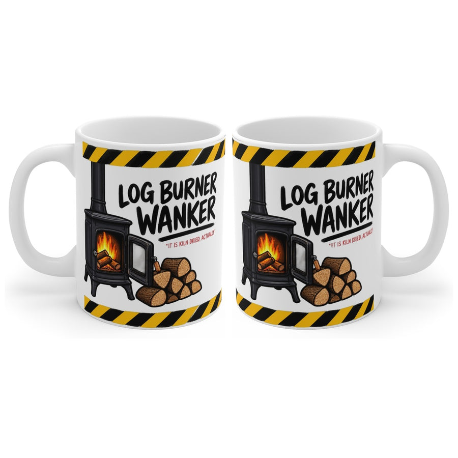 Log Burner Wanker mug, handle right