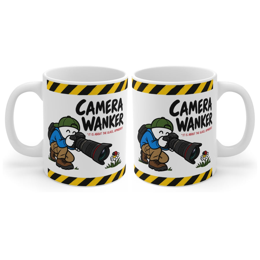 Camera Wanker mug, handle right