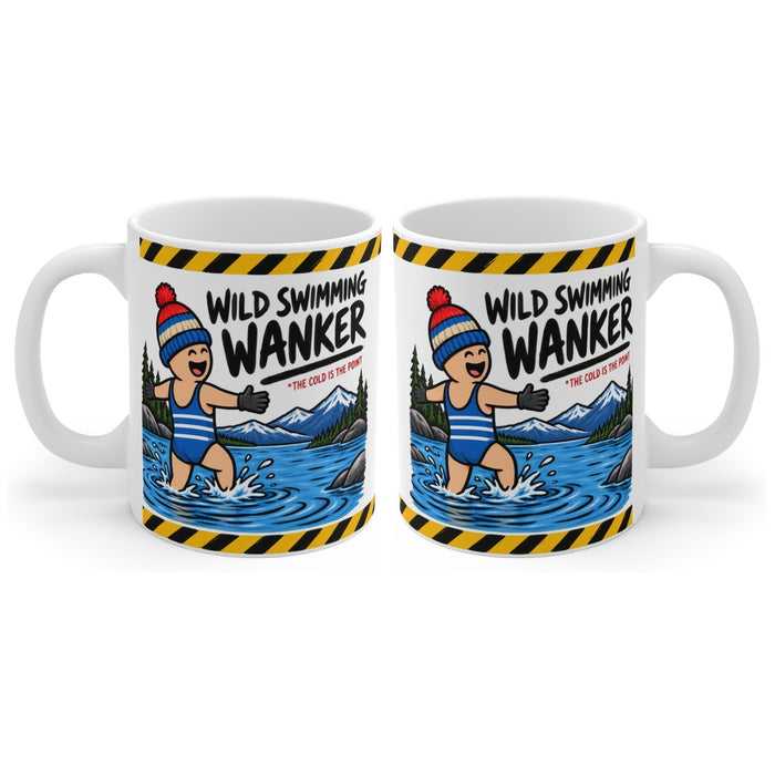 Wild Swimming Wanker mug, handle right