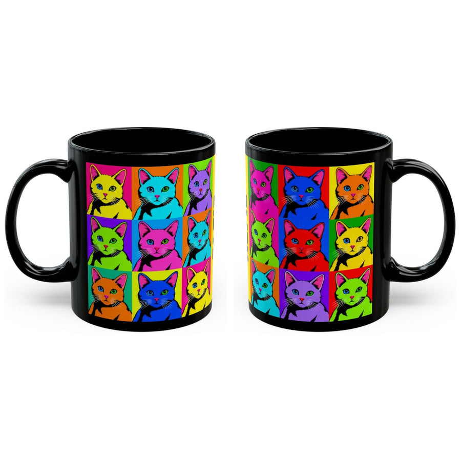 White Cat Pop Art mug, handle right