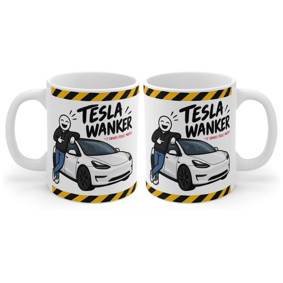 Tesla Wanker mug, handle right
