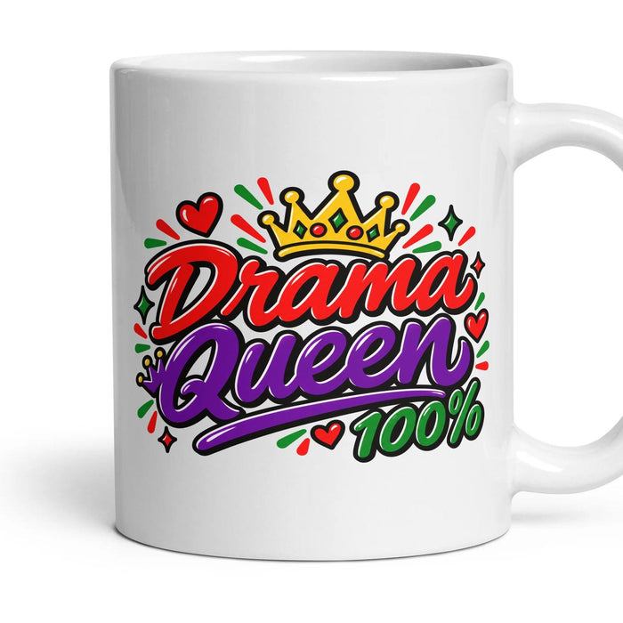 Drama Queen 100% mug, 11oz white ceramic, handle right