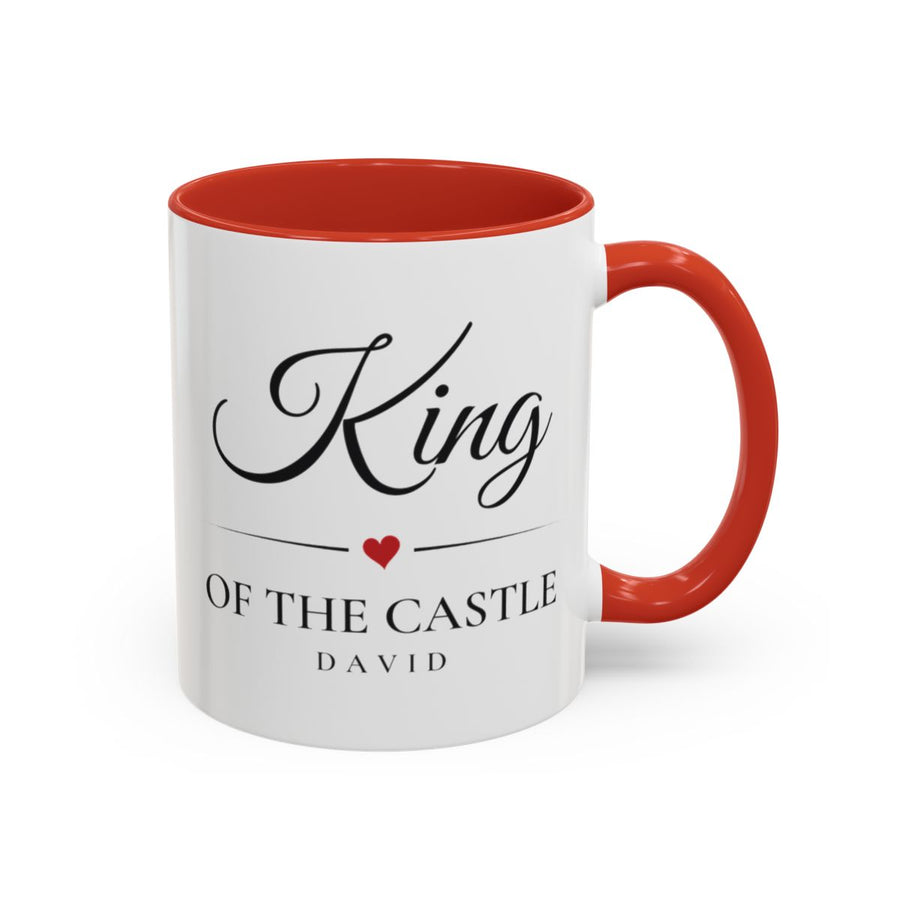 King King and Queen Mug mug, 11oz white ceramic, red handle and interior, handle right