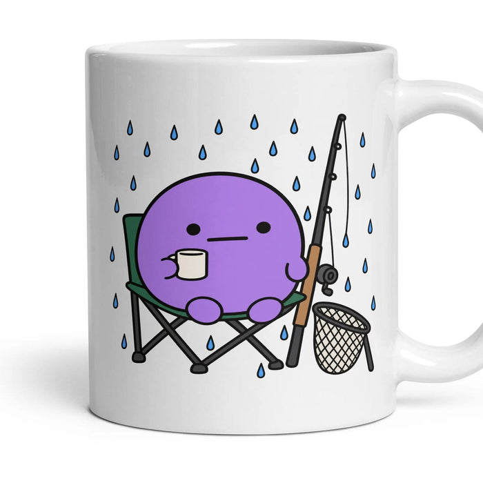 Fishing mug, 11oz white ceramic, handle right
