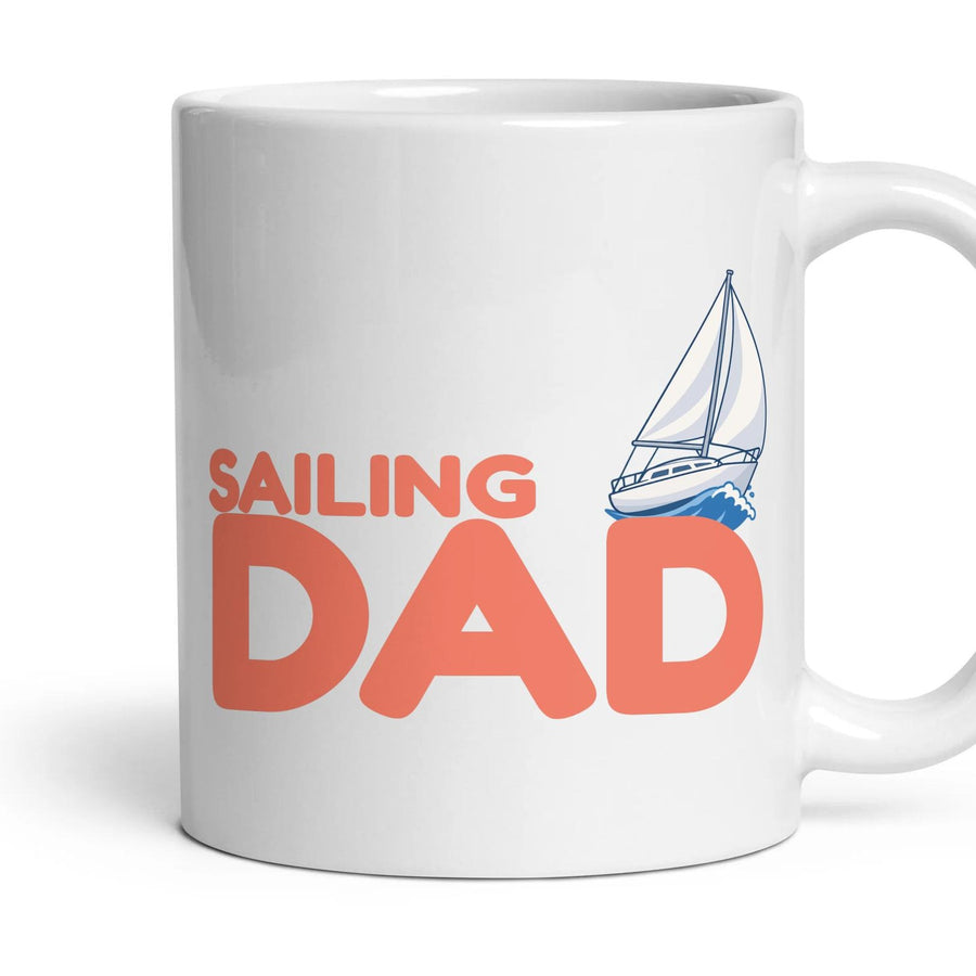 Sailing Dad mug, 11oz white ceramic, handle right