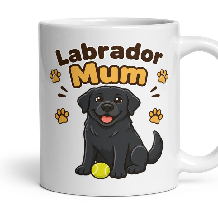 Labrador Mum mug, 11oz white ceramic, Black, handle right