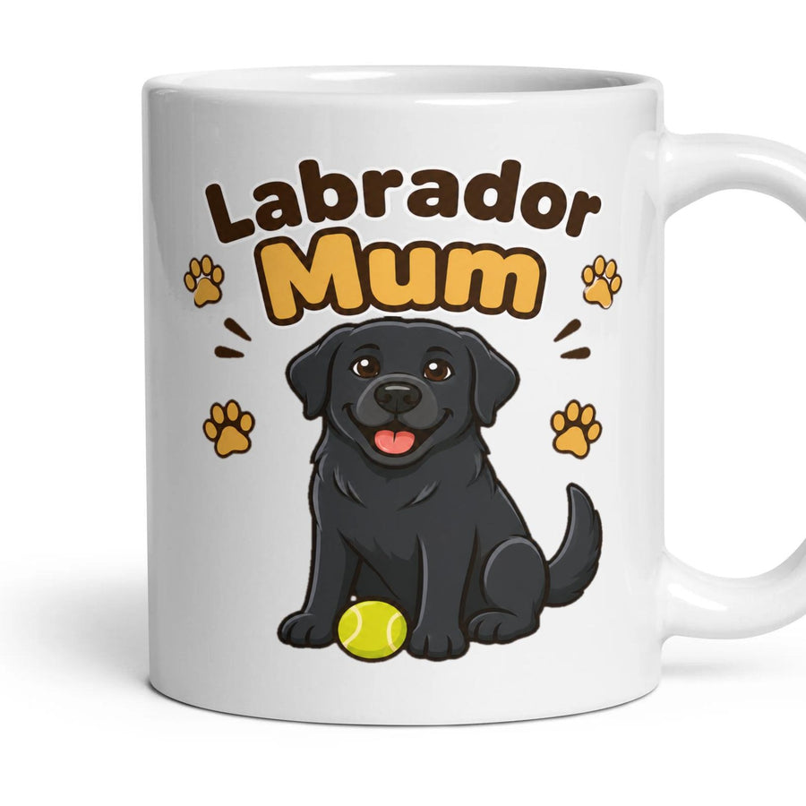 Labrador Mum mug, 11oz white ceramic, Black, handle right