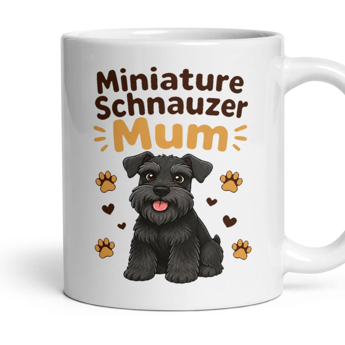 Miniature Schnauzer Mum mug, 11oz white ceramic, Black, handle right