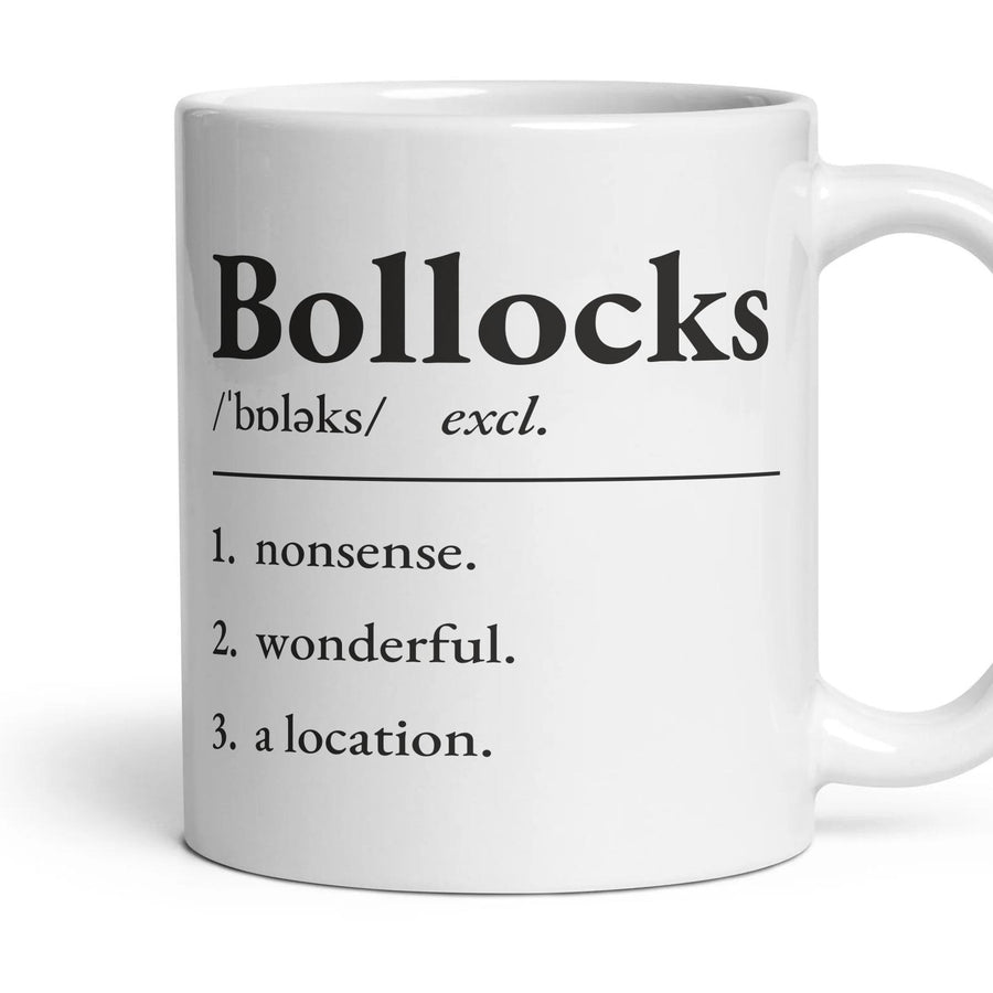 Bollocks mug, 11oz white ceramic, handle right