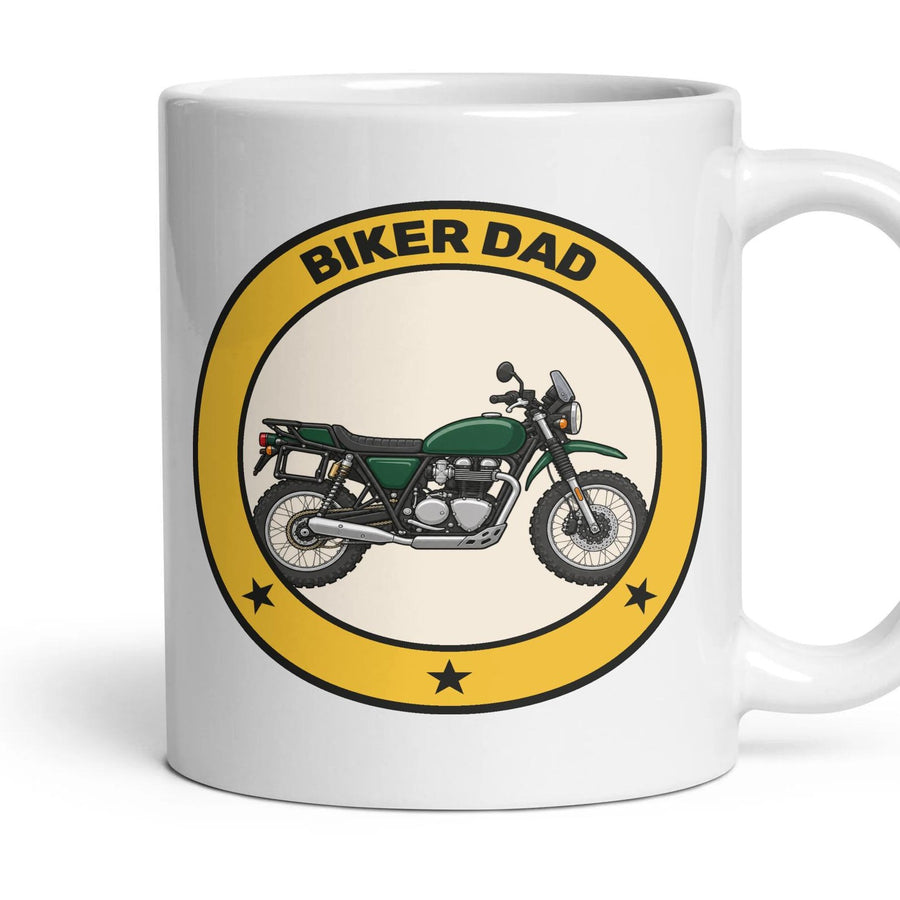 Biker Dad mug, 11oz white ceramic, Adventure, handle right