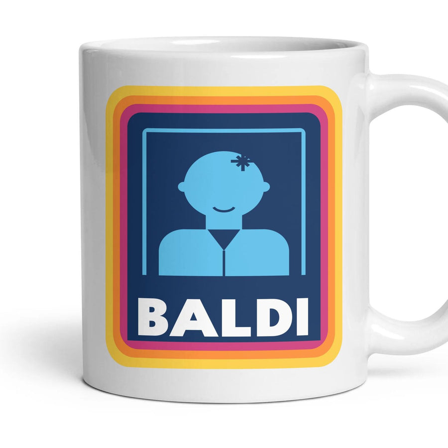 BALDI mug, 11oz white ceramic, handle right