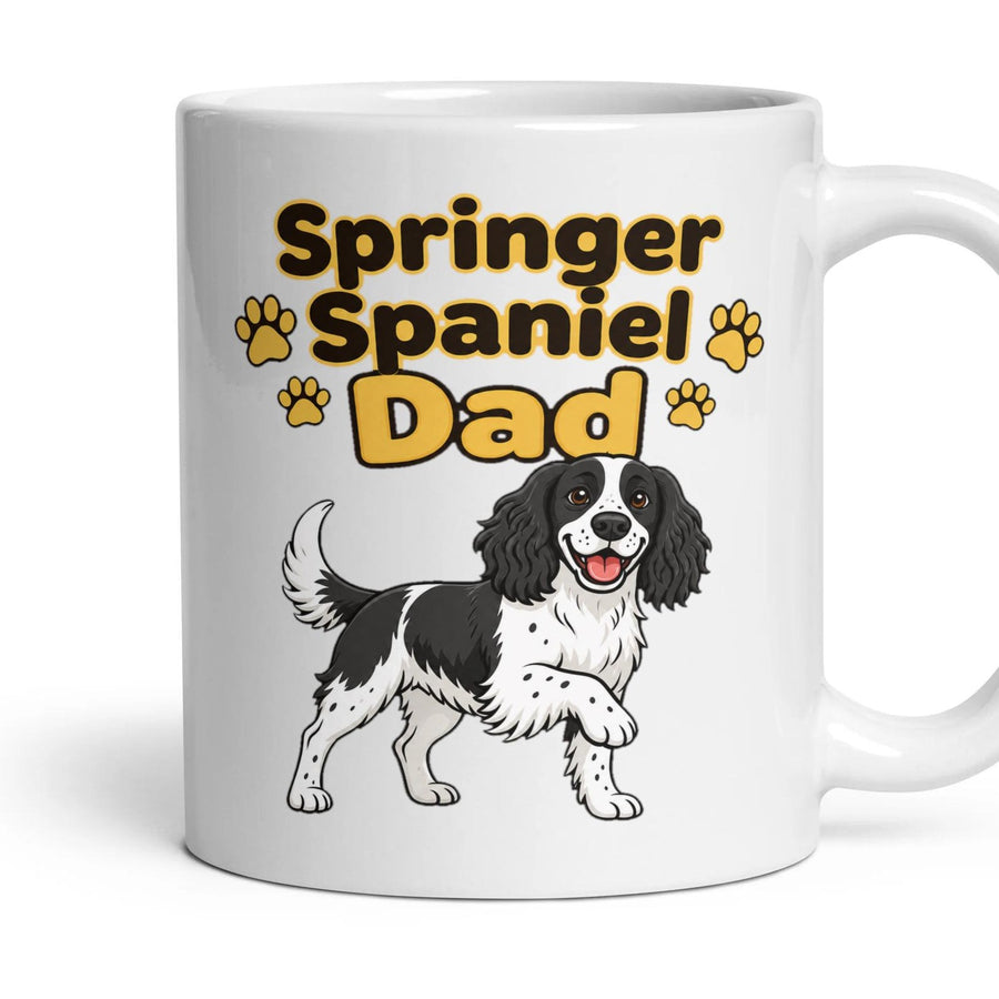 Springer Spaniel Dad mug, 11oz white ceramic, handle right