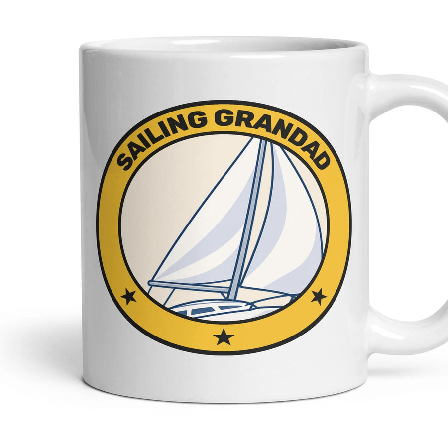 Sailing Grandad mug, 11oz white ceramic, handle right