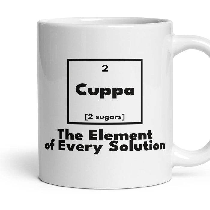 Cuppa The Element of Every Solution mug, 11oz white ceramic, handle right