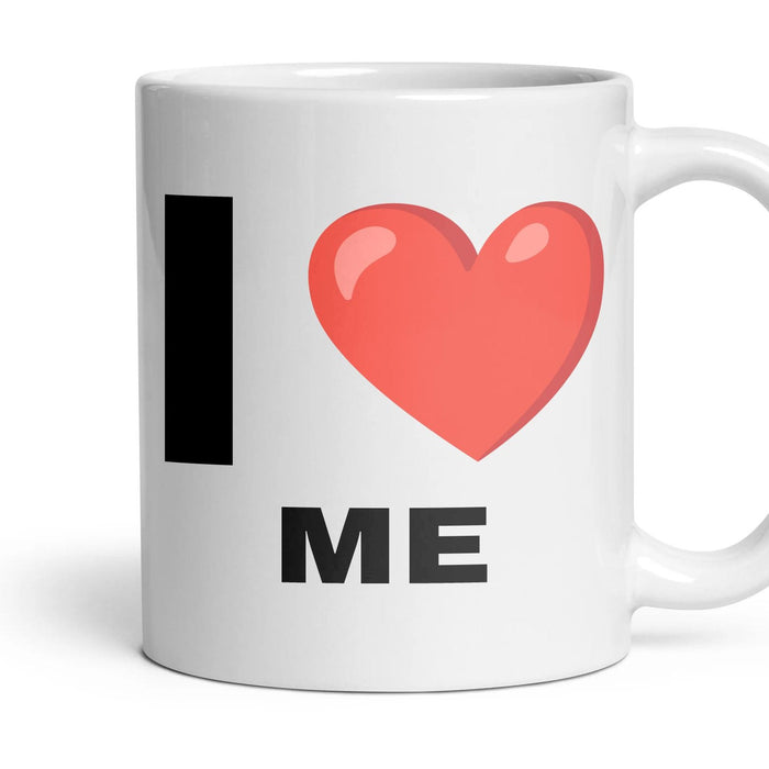 I LOVE ME mug, 11oz white ceramic, handle right