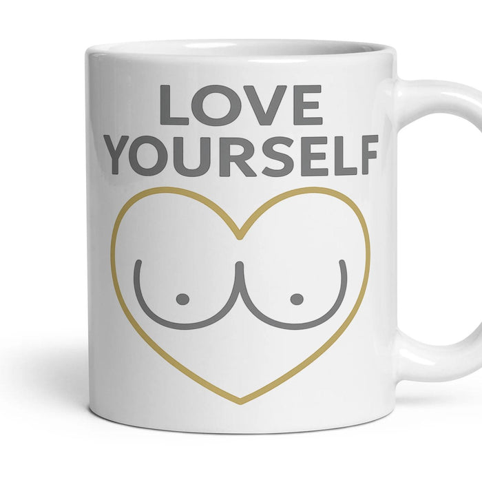 hush-puppies-love-mug-gold mug, 11oz white ceramic, handle right