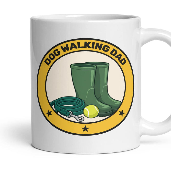 Dog Walking Dad mug, 11oz white ceramic, handle right
