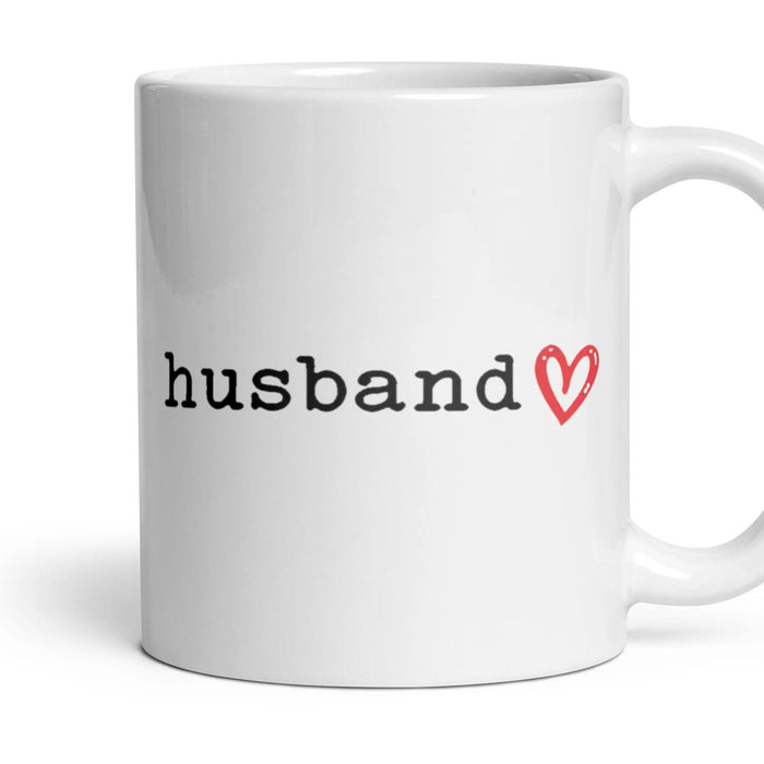 husband mug, 11oz white ceramic, handle right