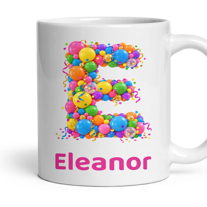 Personalised Balloon Monogram Mug mug, 11oz white ceramic, handle right