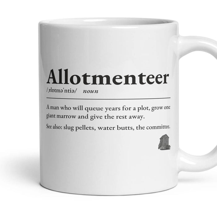 Allotment Grandad mug, 11oz white ceramic, handle right
