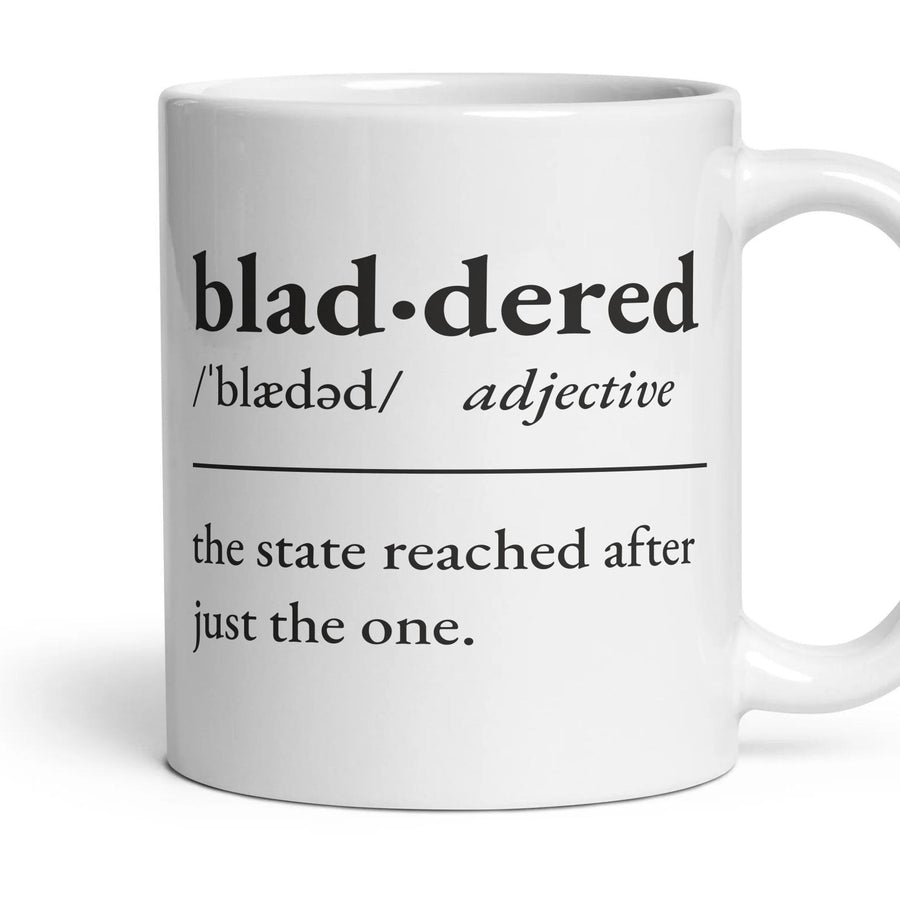 Bladdered mug, 11oz white ceramic, handle right