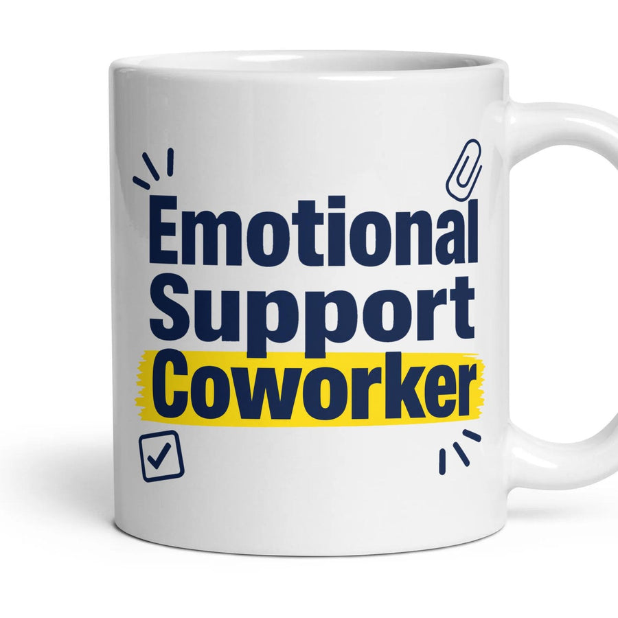 Emotional Support Coworker mug, 11oz white ceramic, handle right