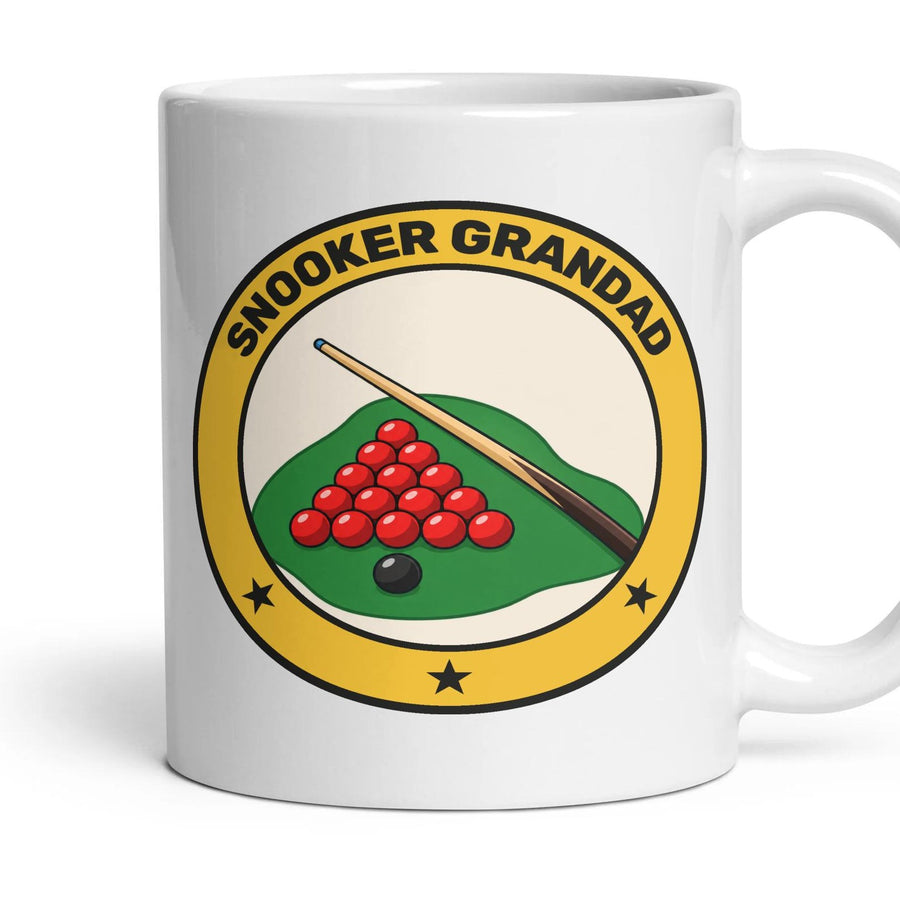 Snooker Grandad mug, 11oz white ceramic, handle right