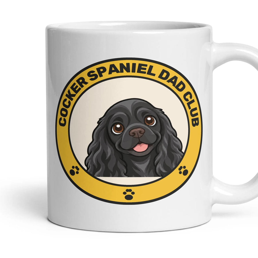 Cocker Spaniel Dad Club mug, 11oz white ceramic, Black, handle right
