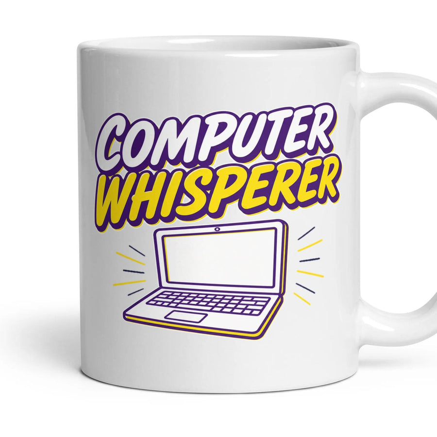 COMPUTER WHISPERER mug, 11oz white ceramic, handle right