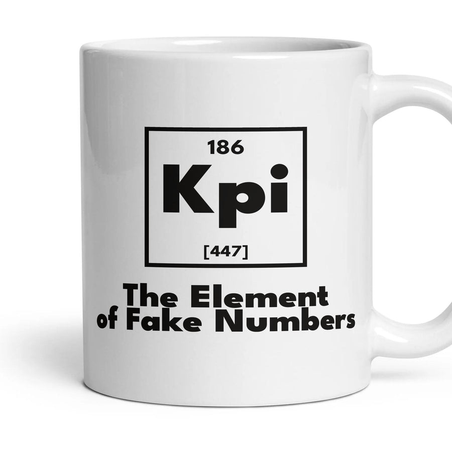 Kpi The Element of Fake Numbers mug, 11oz white ceramic, handle right