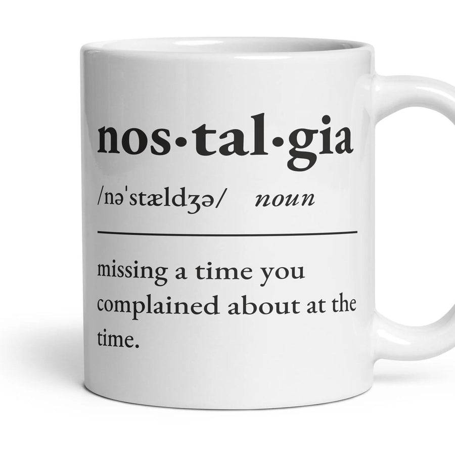 Nostalgia, noun — Definition Mug mug, 11oz white ceramic, handle right