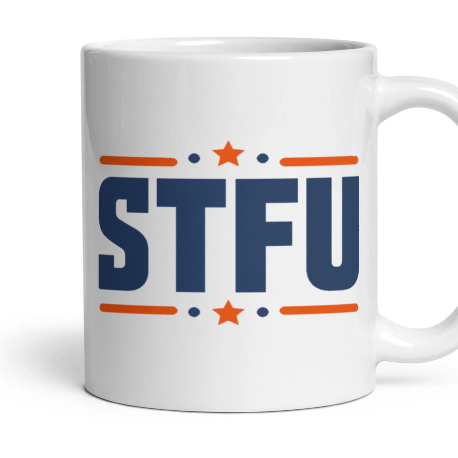 STFU mug, 11oz white ceramic, handle right