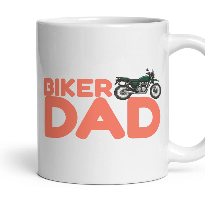 Biker Dad mug, 11oz white ceramic, Adventure, handle right