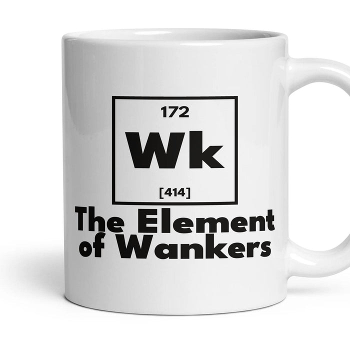 Wk The Element of Wankers mug, 11oz white ceramic, handle right