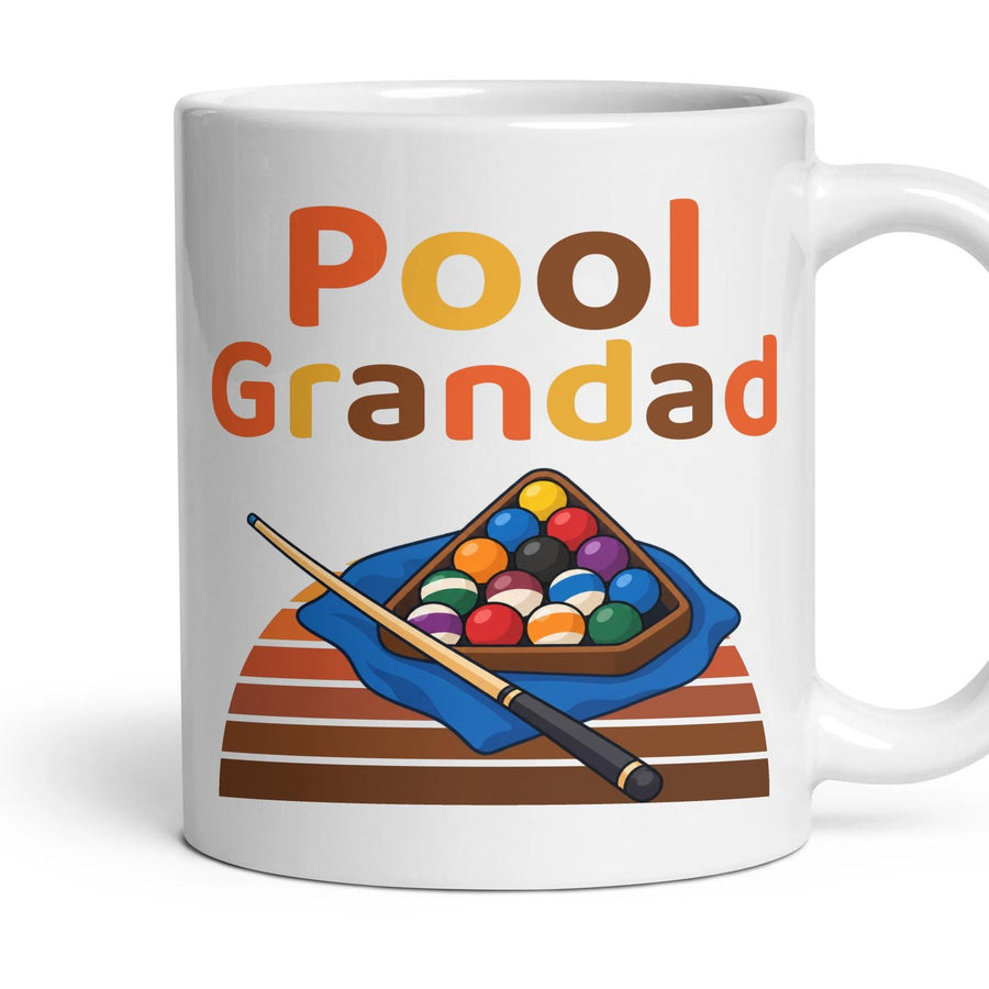 Pool Grandad mug, 11oz white ceramic, handle right