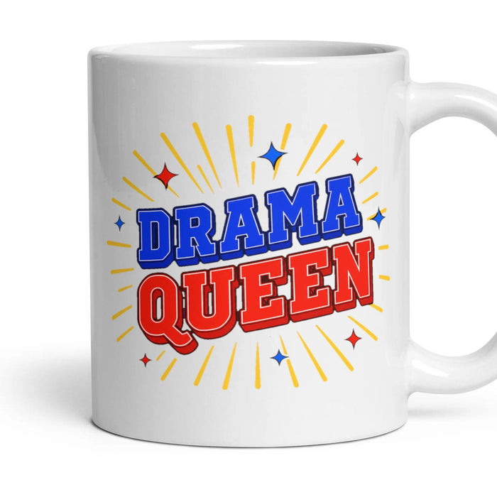 DRAMA QUEEN mug, 11oz white ceramic, handle right