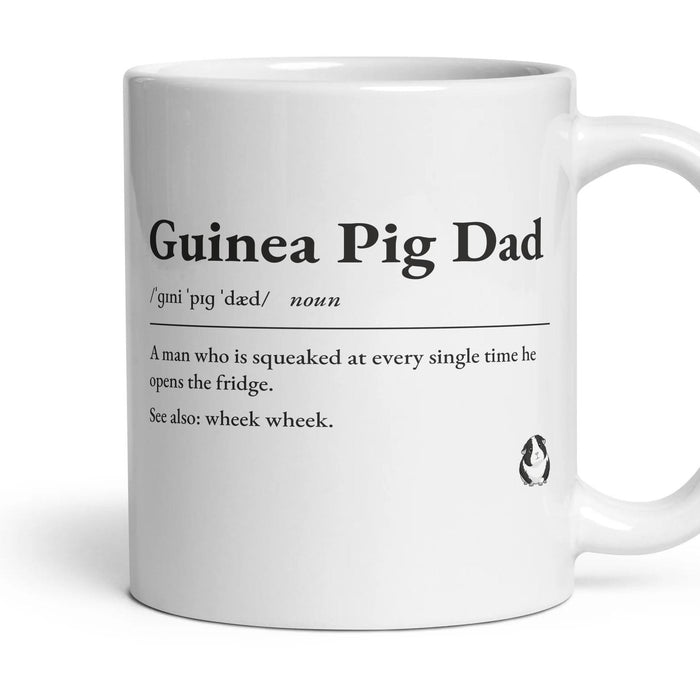 Guinea Pig Dad mug, 11oz white ceramic, Black & White, handle right