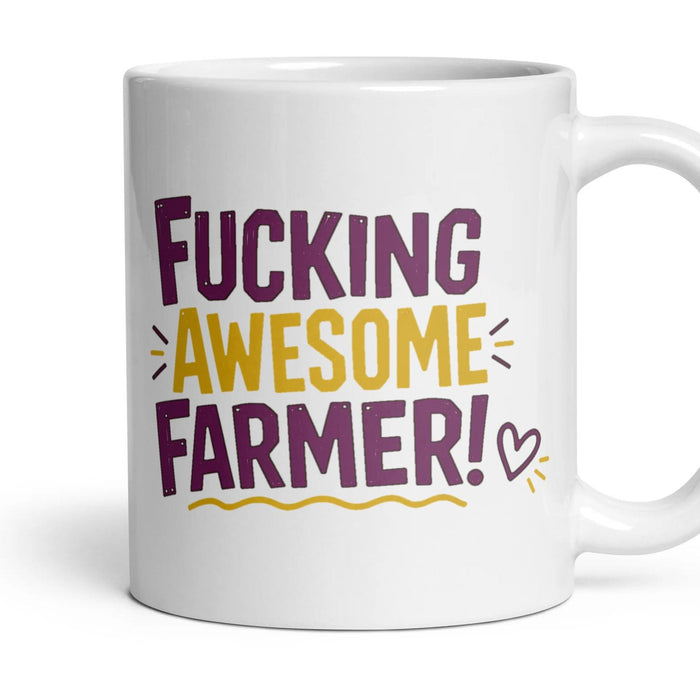 Fucking Awesome Farmer! mug, 11oz white ceramic, handle right