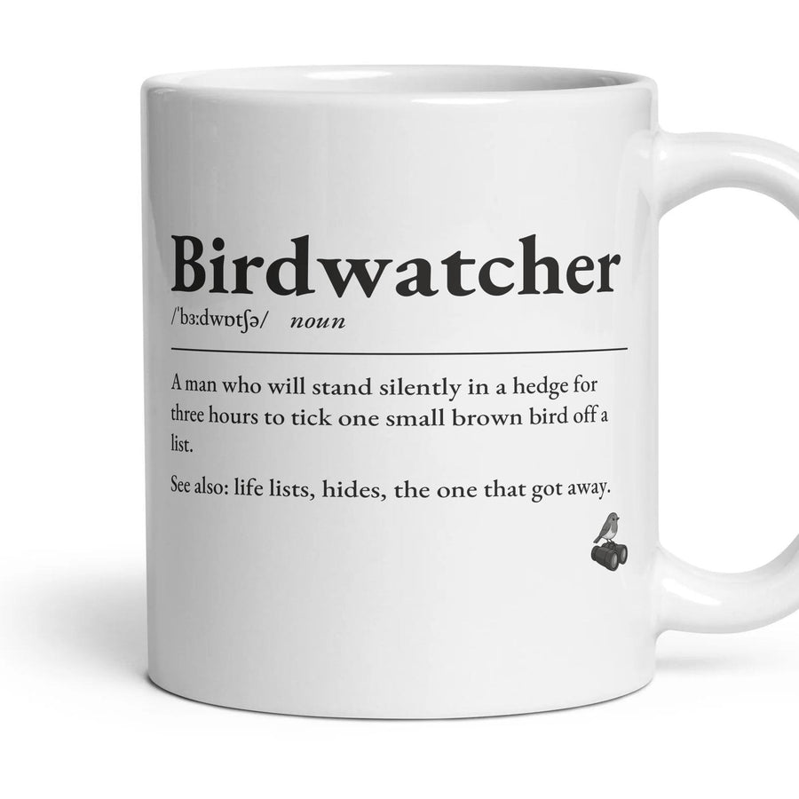 Birdwatching Grandad mug, 11oz white ceramic, handle right