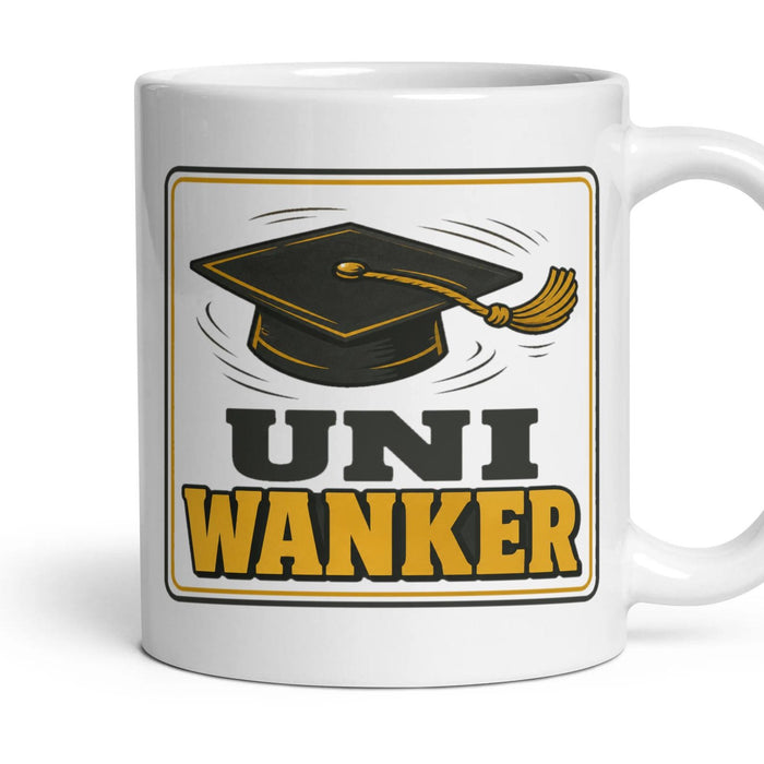 UNI WANKER mug, 11oz white ceramic, handle right