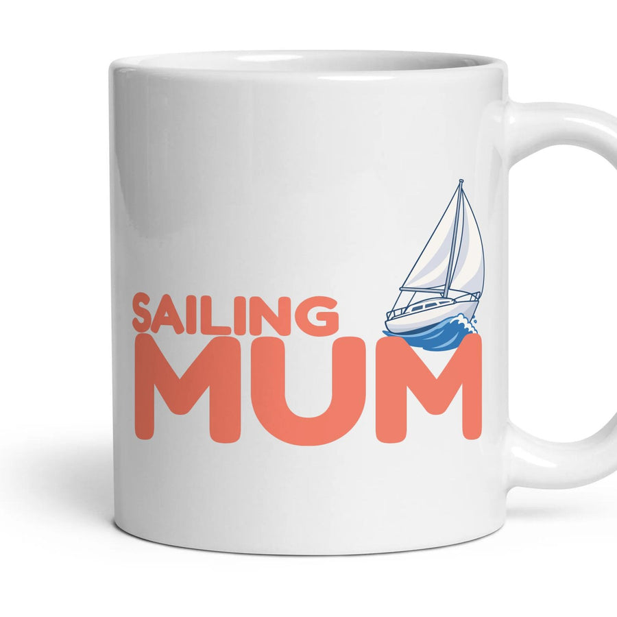 Sailing Mum mug, 11oz white ceramic, handle right
