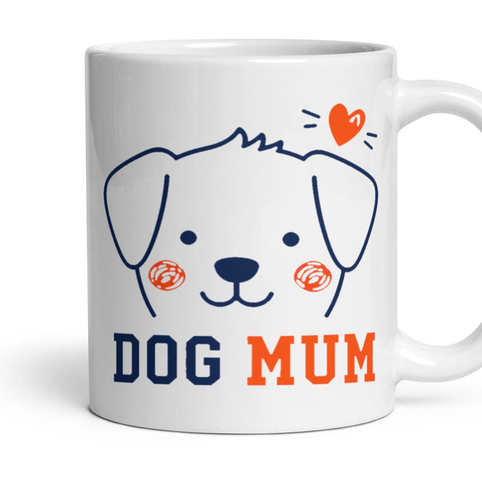 Dog Mum mug, 11oz white ceramic, handle right